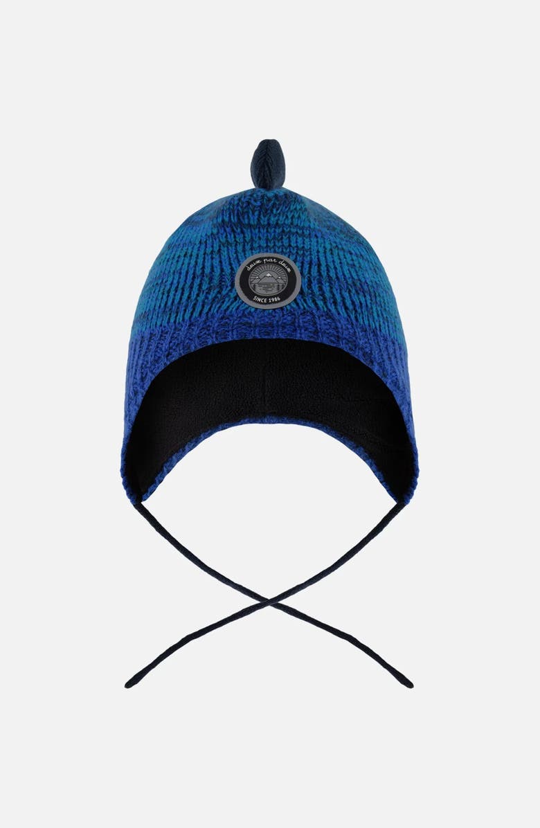 Deux par Deux Lined Dino Peruvian Knit Winter Hat with Pompom, Main, color, Blue