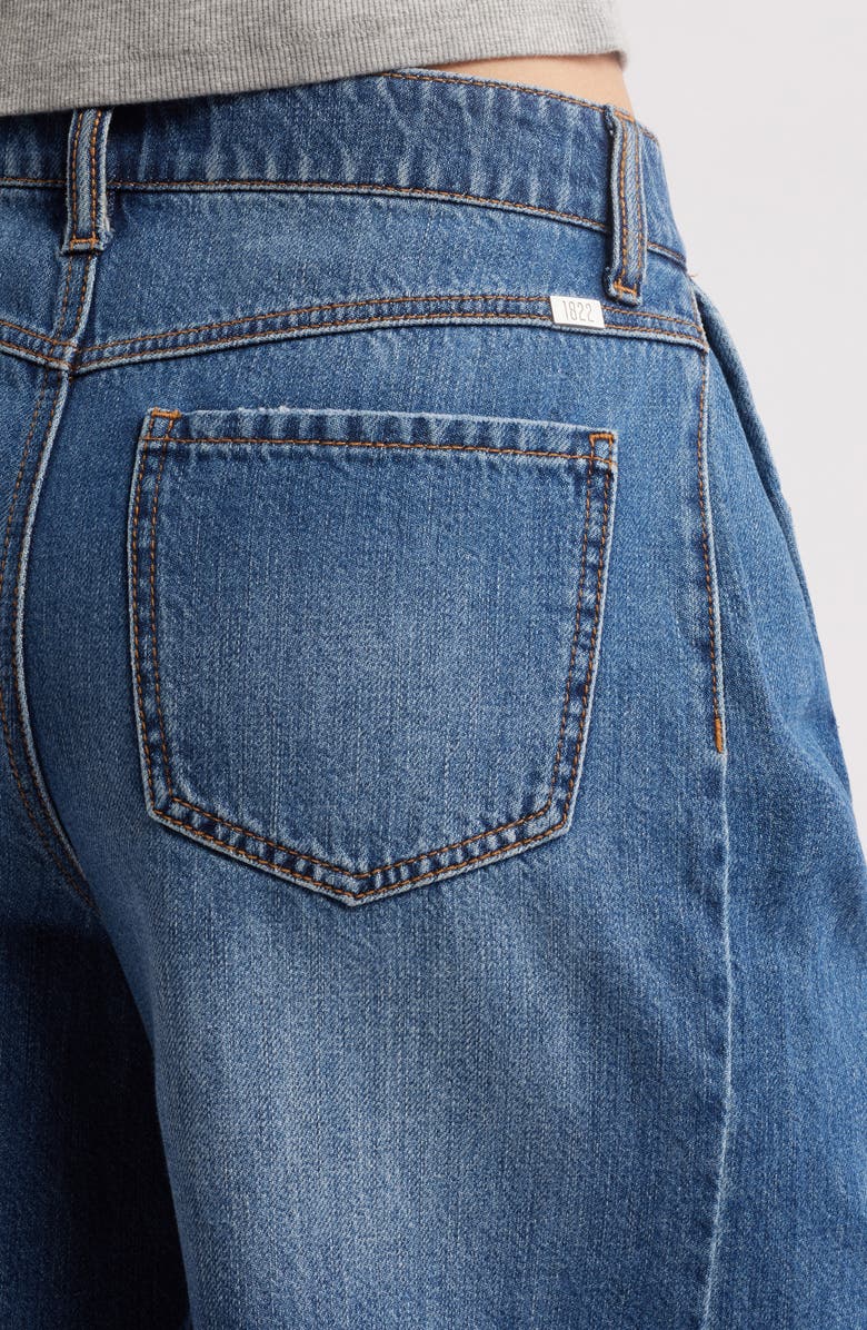 1822 Denim Raw Hem Pleated Denim Bermuda Shorts, Alternate, color, Zariah