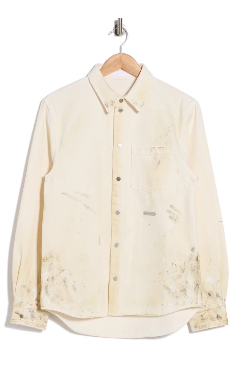 Helmut Lang Snap Front Cotton Shirt Jacket, Main, color, Ecru Painter
