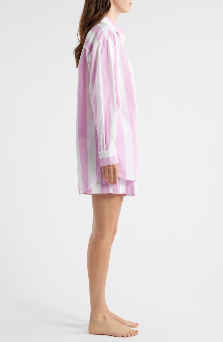 Nordstrom Oversize Stripe Cotton Short Pajamas, Alternate, color, Pink Lavender Cabana Stripe