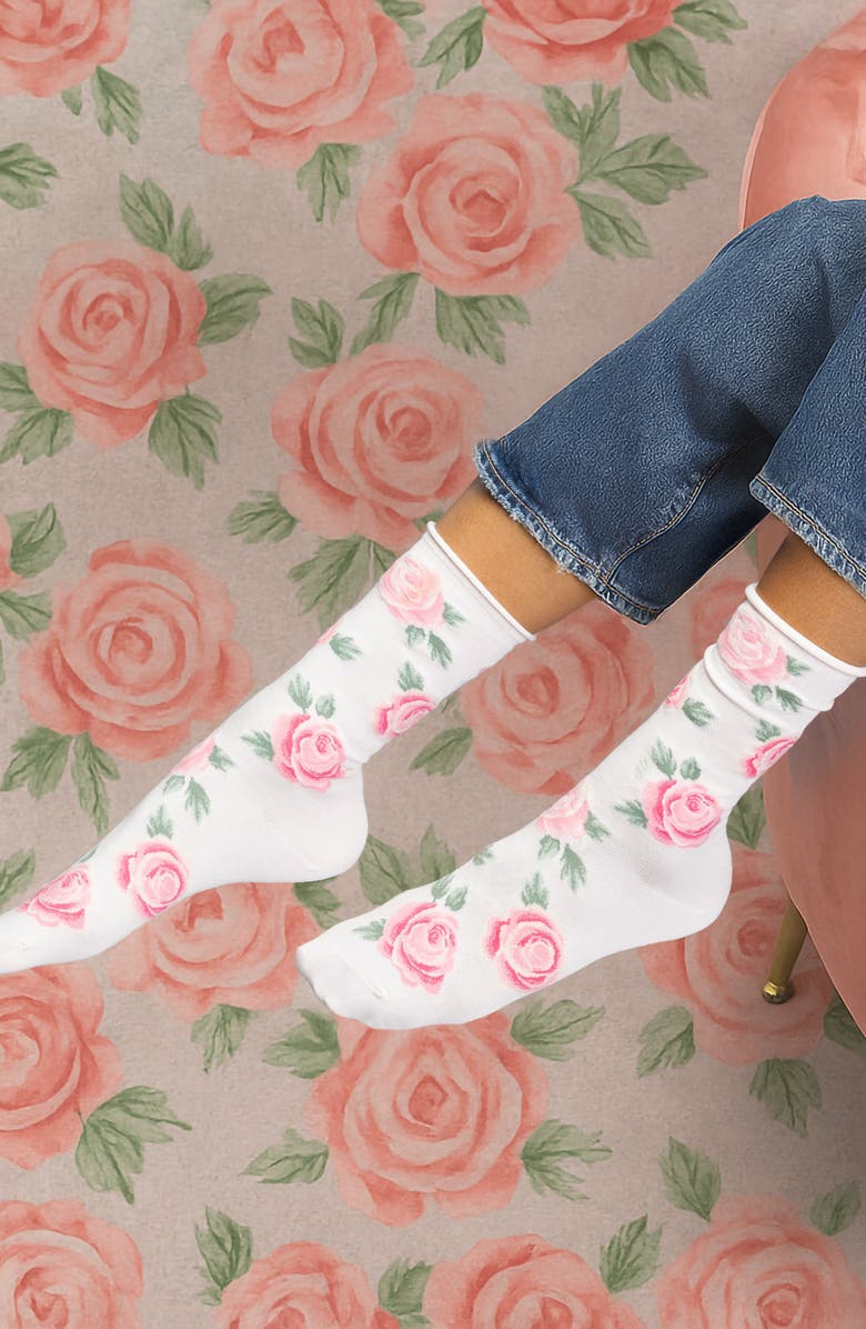 K Bell Socks Rose Blooms Assorted 2-Pack Crew Socks, Alternate, color, Asst
