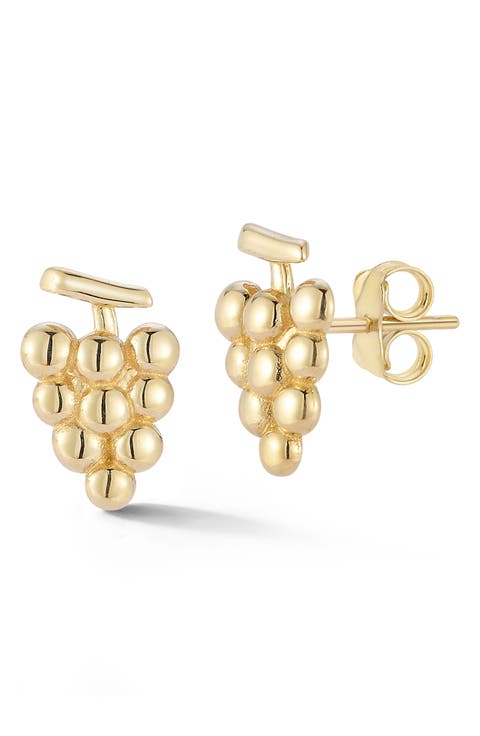 14K Gold Grape Stud Earrings
