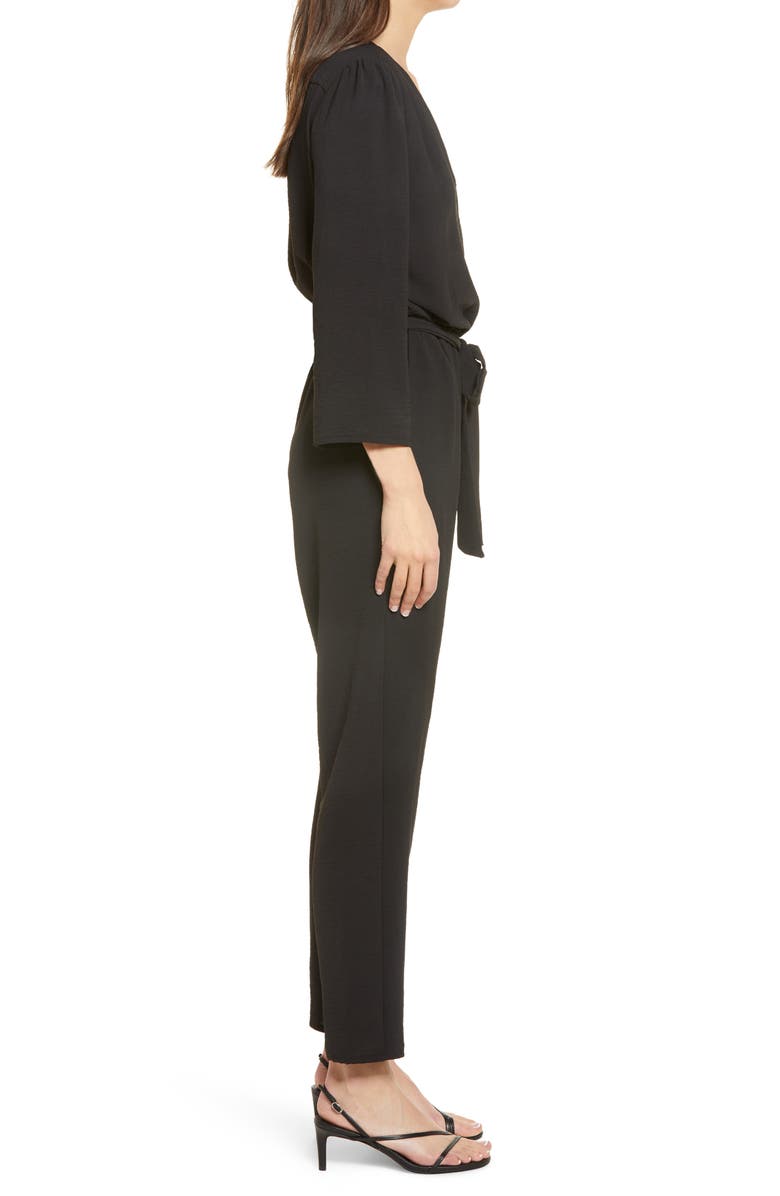 Fraiche by J Long Sleeve Belted Jumpsuit, Alternate, color, 
