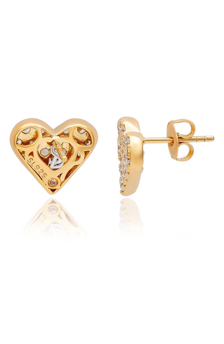 SUZY LEVIAN Pavé Cubic Zirconia Heart Stud Earrings, Alternate, color, White