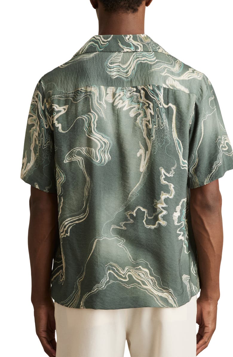 Reiss Marble Camp Shirt, Alternate, color, Sage Green
