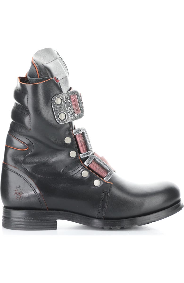 Fly London 'Stif' Military Boot, Alternate, color, 030 Black/ Red