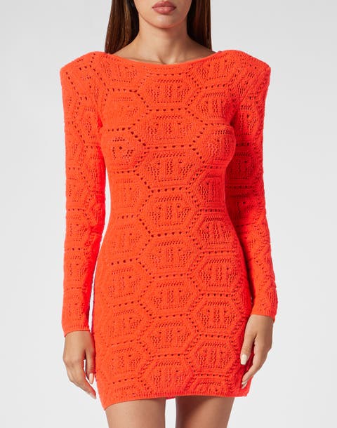 Fluo Knit Mini Dress Monogram Women