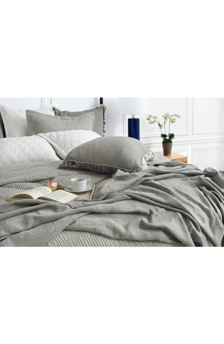 ELISABETH YORK 50" x 70" Declan Ash Large Premium Luxury Woven 100% Cotton Throw Blanket, Alternate, color, Grey