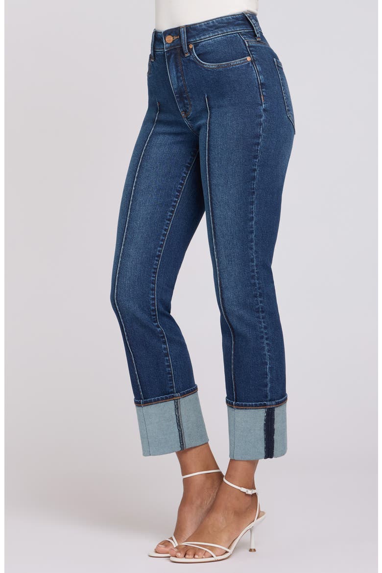 Marilyn Cuffed Pintuck Straight Leg Jeans, Alternate, color, SUNSET VILLA