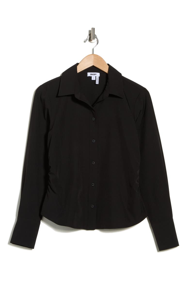 Everyday Stretch Long Sleeve Button-Up Shirt, Alternate, color, BLACK