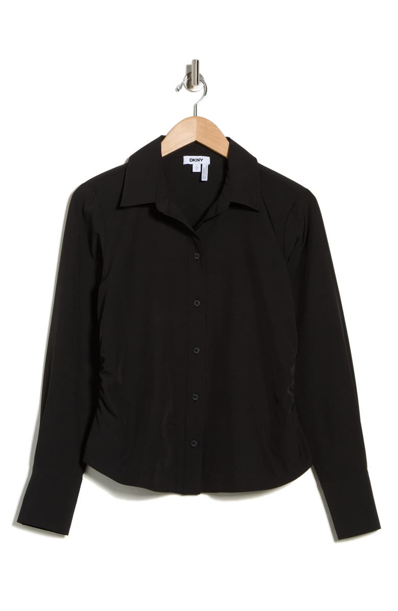 DKNY Everyday Stretch Long Sleeve Button-Up Shirt, Alternate, color, Black