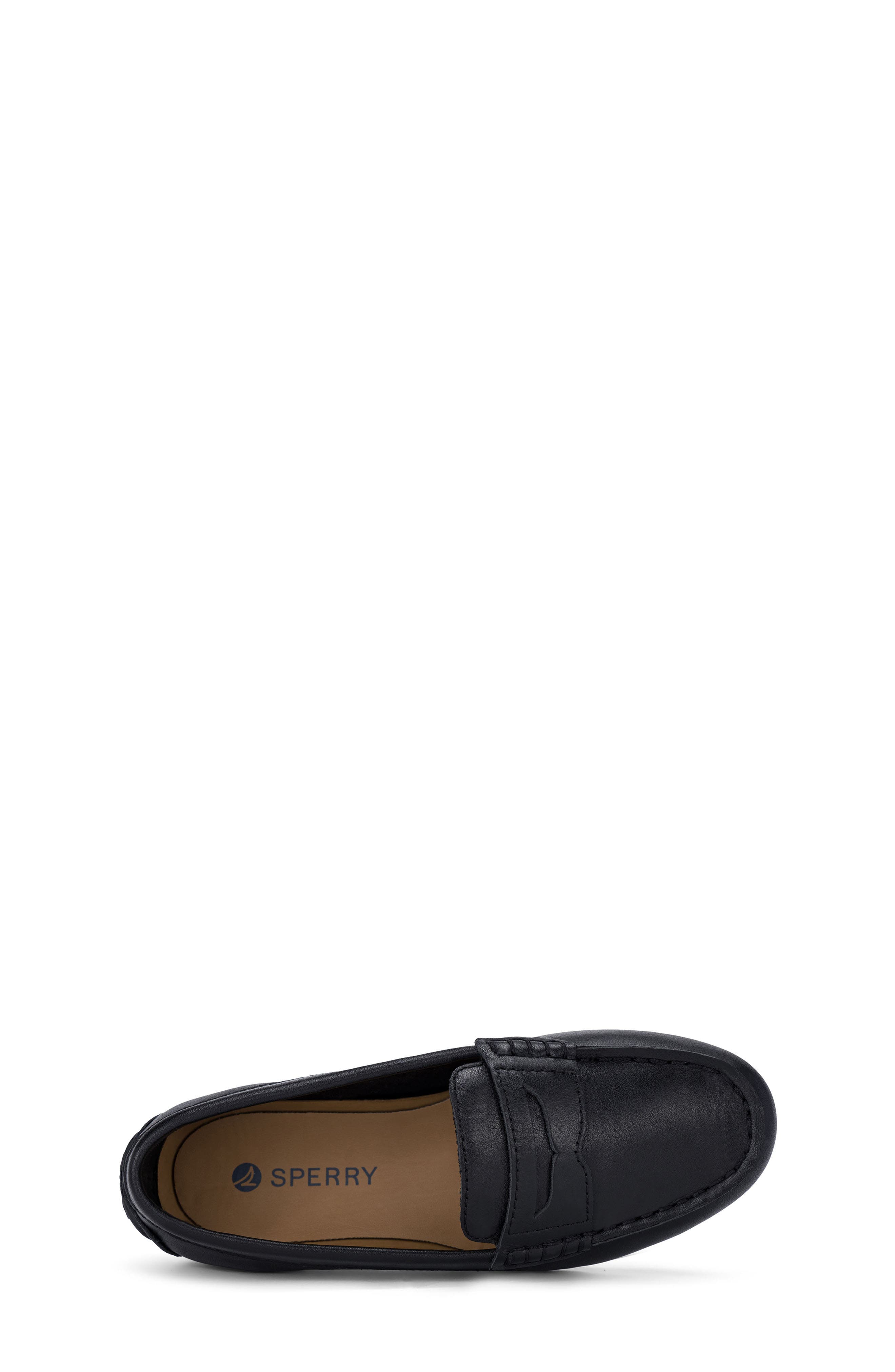 Kids' Leather Driver Moc Penny Loafer, Alternate, color, BLACK