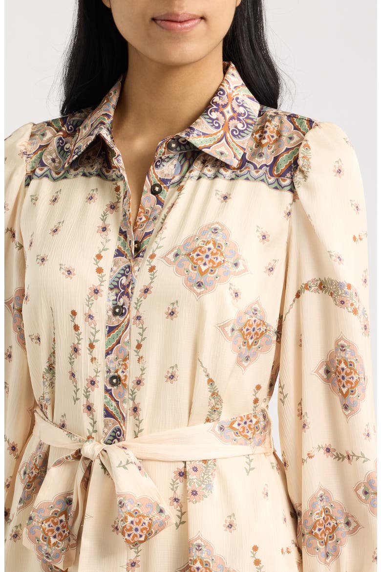 Mixed Paisley Long Sleeve Midi Shirtdress, Alternate, color, IVORY MULTI
