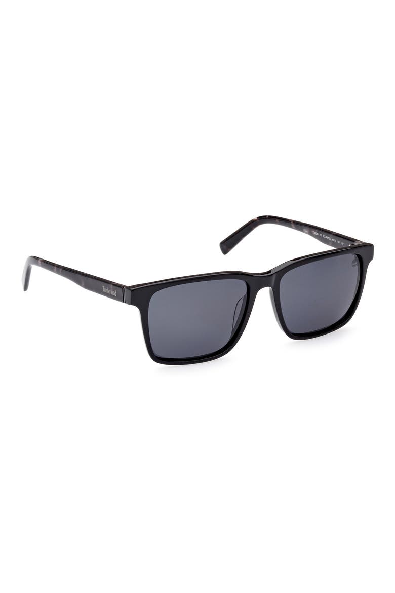 56mm Sunglasses, Alternate, color, SHINY BLACK / SMOKE POLARIZED
