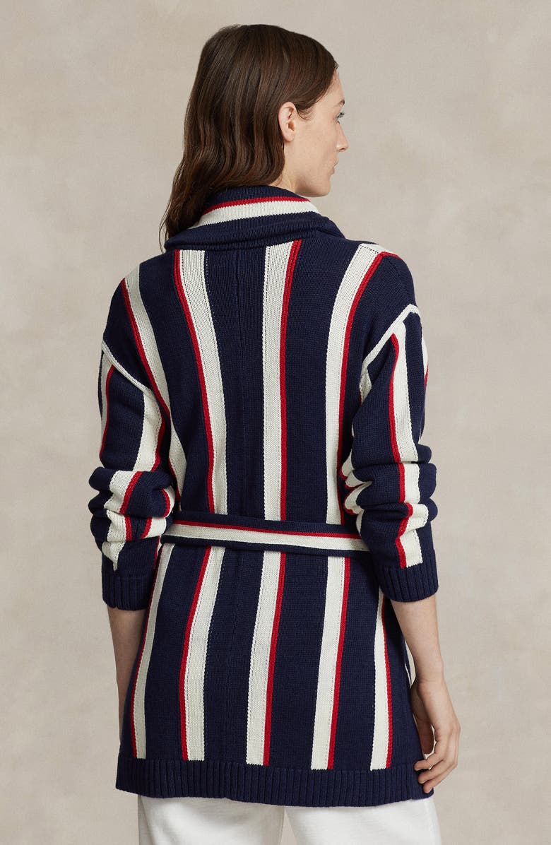 Polo Ralph Lauren Oversize Stripe Linen & Cotton Cardigan, Alternate, color,