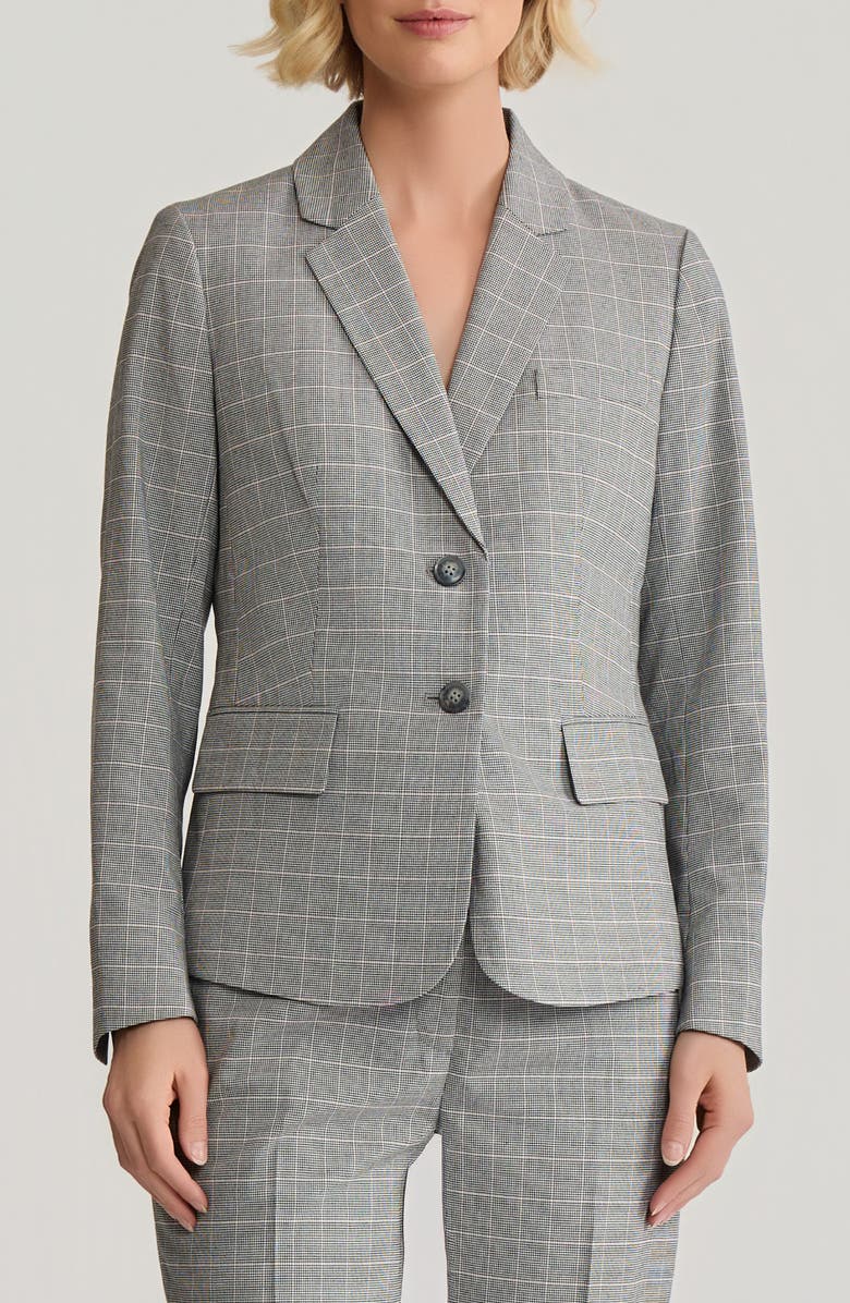 KASPER Windowpane Plaid Jacket, Main, color, 