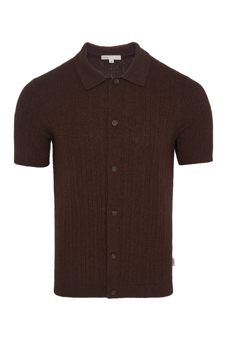 Boucle Rib Button Up Shirt, Alternate, color, Espresso