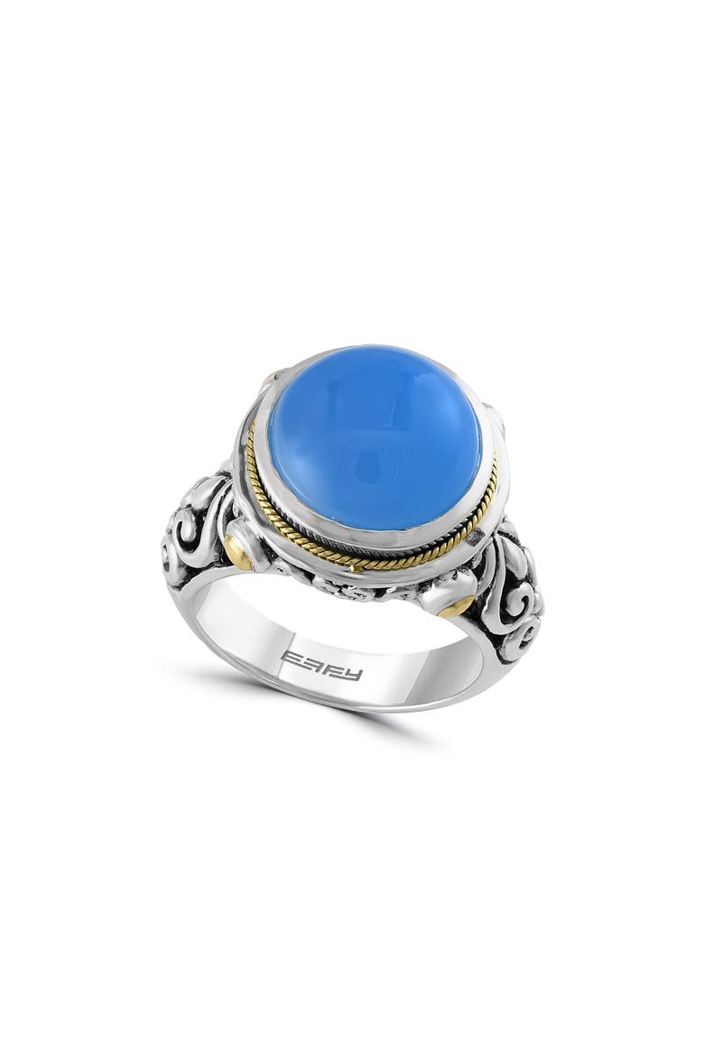 Sterling Silver & 18K Gold Quartz Ring, Main, color, BLUE