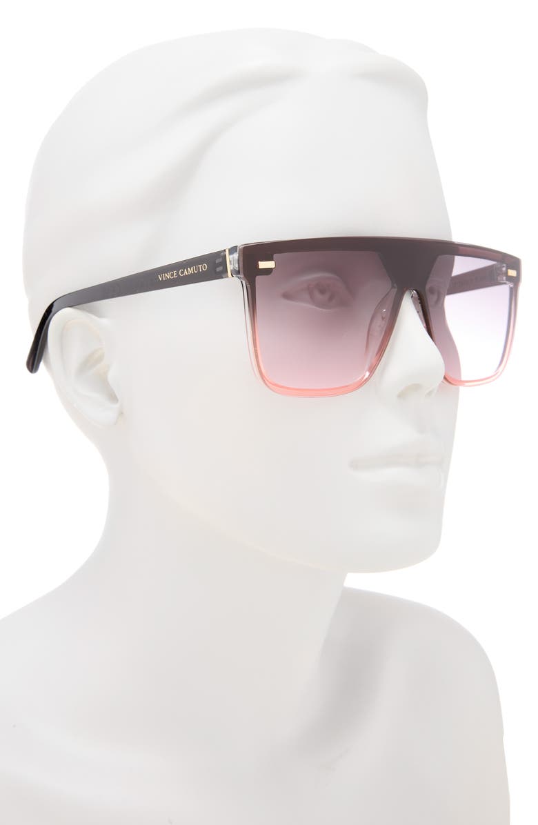 Vince Camuto 143mm Gradient Flat Top Shield Sunglasses, Alternate, color, Black
