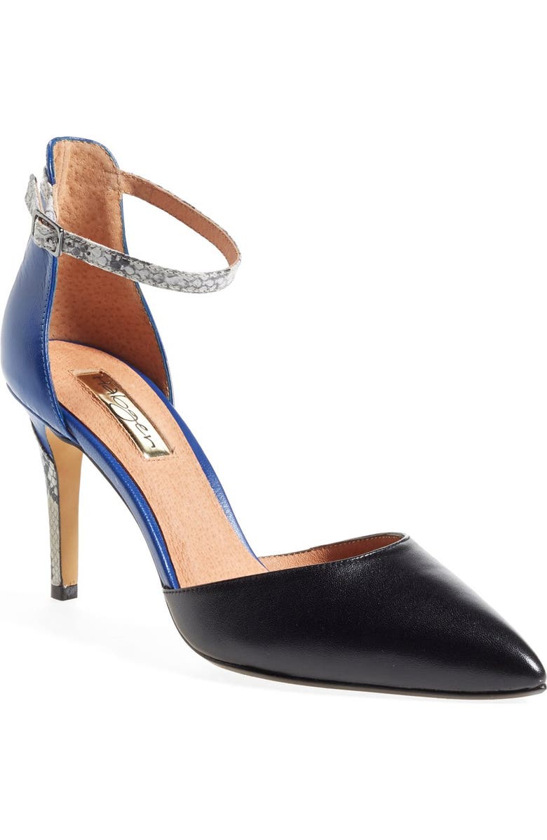 Halogen<sup>®</sup> Halogen 'Tia' Snake Embossed Leather Ankle Strap Sandal, Main, color,