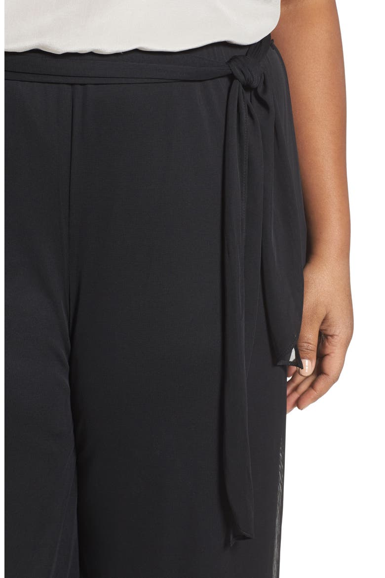High Rise Tie Waist Wide Leg Pants, Alternate, color, BLACK