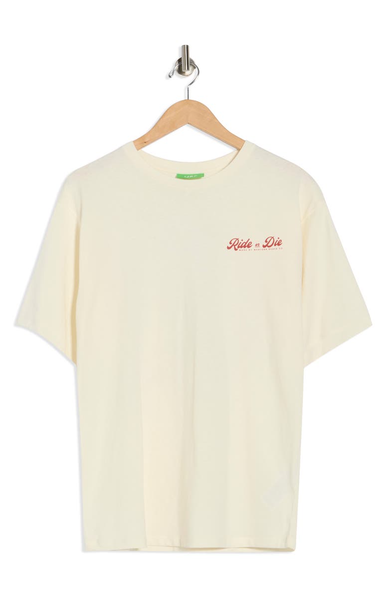 JJXX Katinka Loose Cotton Graphic T-Shirt, Alternate, color, Egret Print Ride Or Die