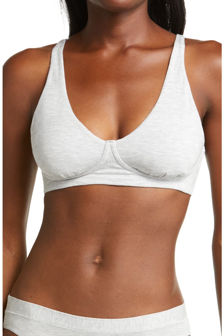 FeelFree Longline Bralette, Main, color, HEATHER GREY