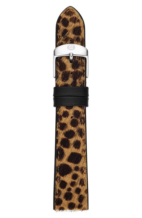 18mm Leopard Print Genuine Calf Hair Watch Band