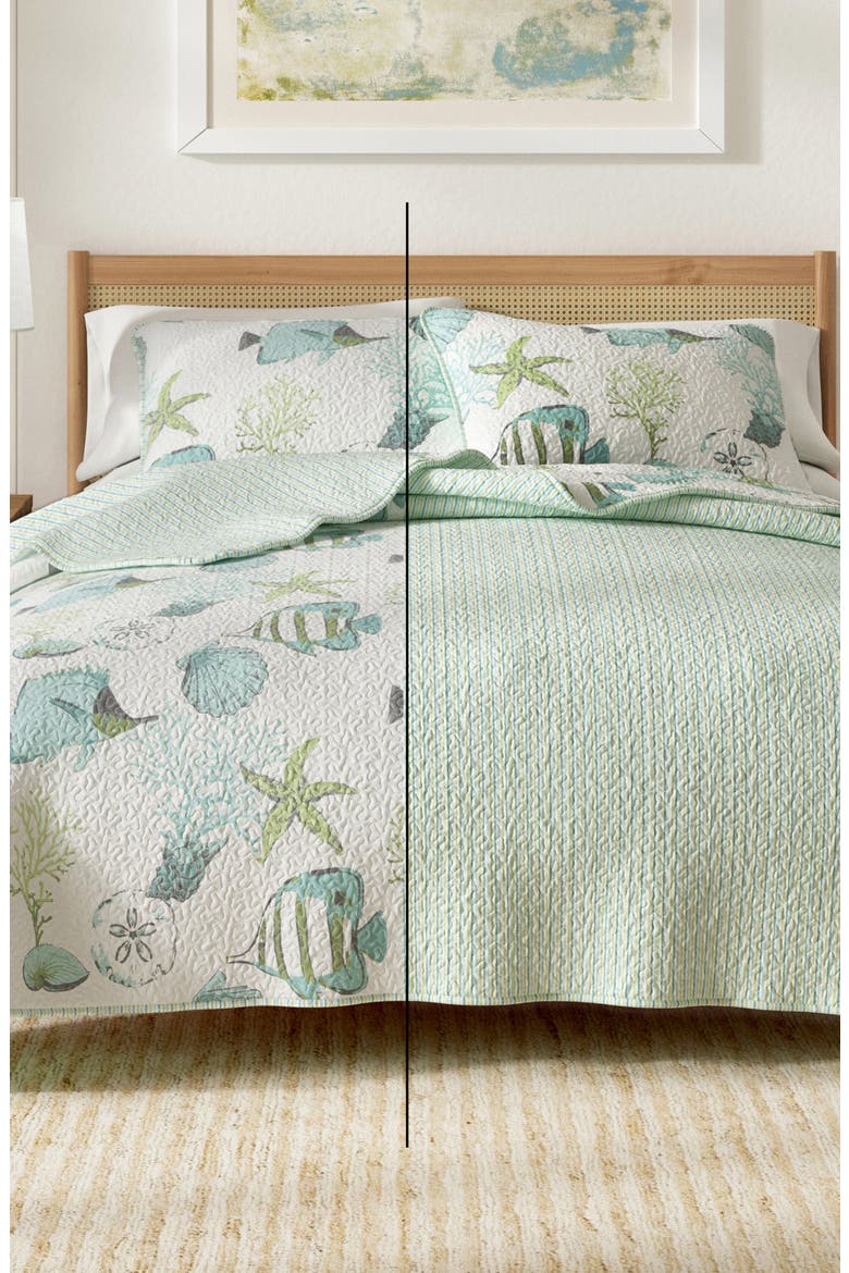 Coastal Fish Quilt Set, Alternate, color, FISH CORAL