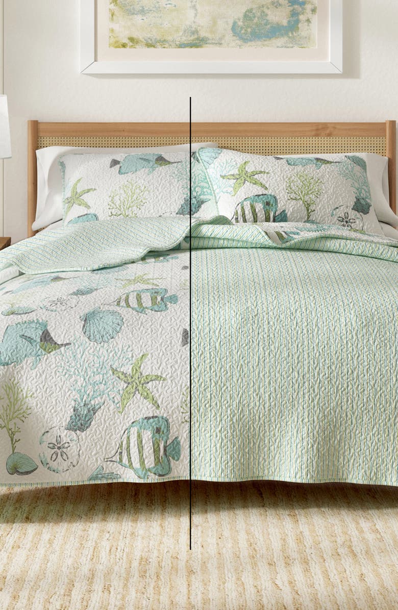 Woven & Weft Coastal Fish Quilt Set, Alternate, color, Fish Coral