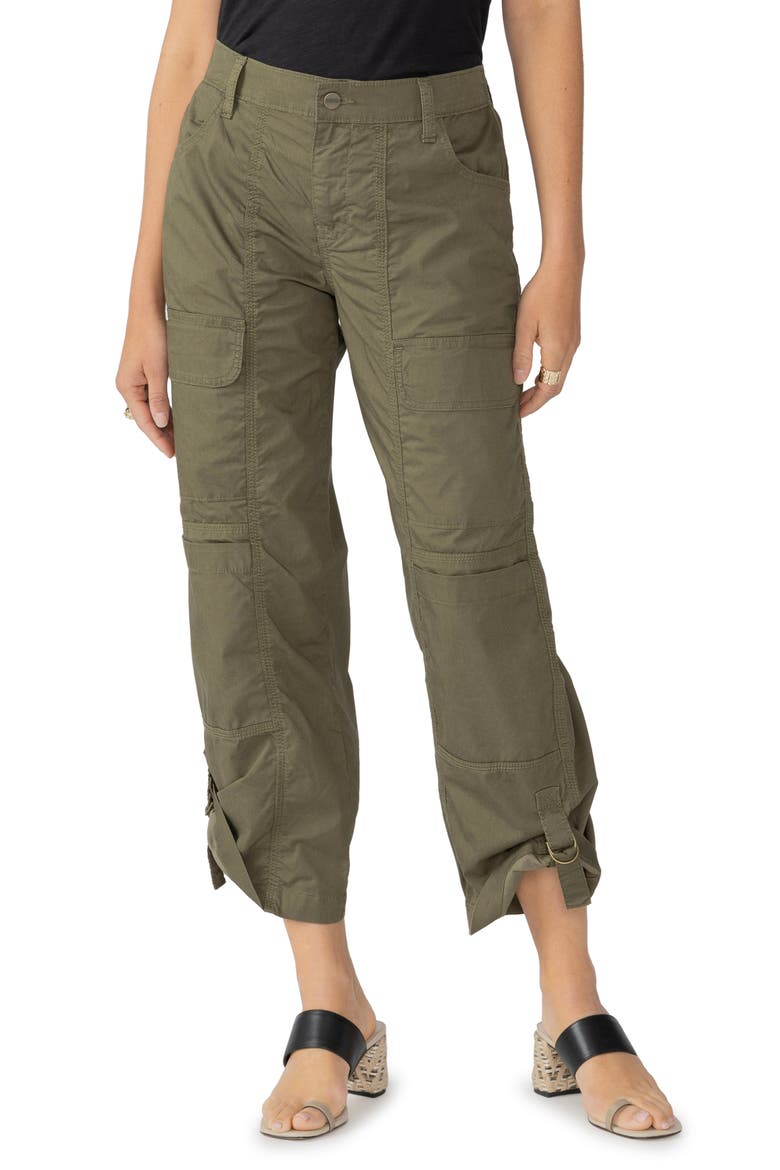 Cali Straight Leg Crop Cargo Pants, Main, color, MOSSY GREEN