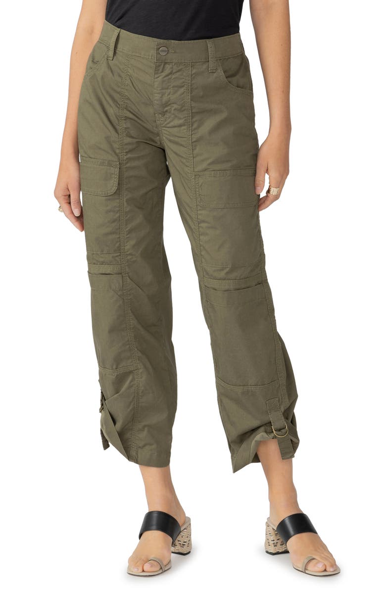 Sanctuary Cali Straight Leg Crop Cargo Pants, Main, color, Mossy Green