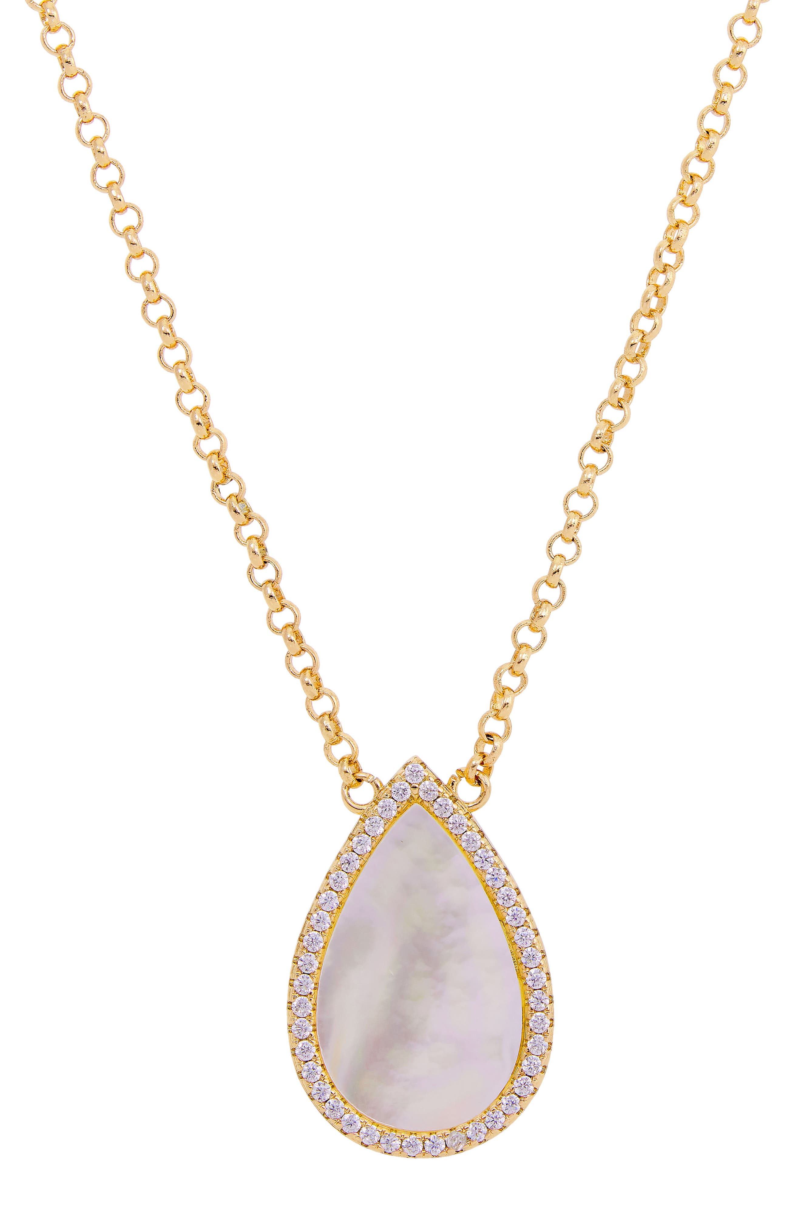 SAVVY CIE JEWELS Mother of Pearl Drop Pendant Necklace