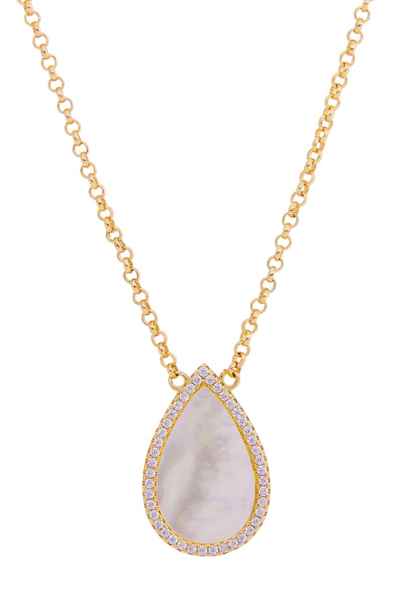 Mother of Pearl Drop Pendant Necklace, Main, color, YELLOW