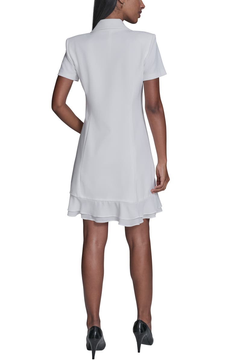 KARL LAGERFELD Double Breasted Ruffle Hem Blazer Minidress, Alternate, color, Soft White