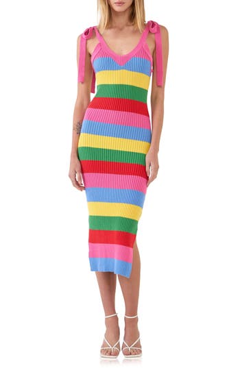 English Factory Multi Color Knit Body-con Dress In Multi