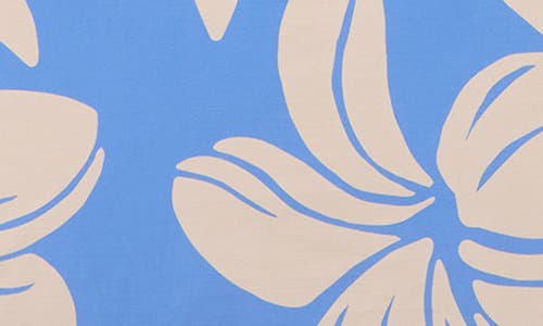 Aloha Collection Mid Plumeria Sream Water Resistant Zip Pouch In Blue