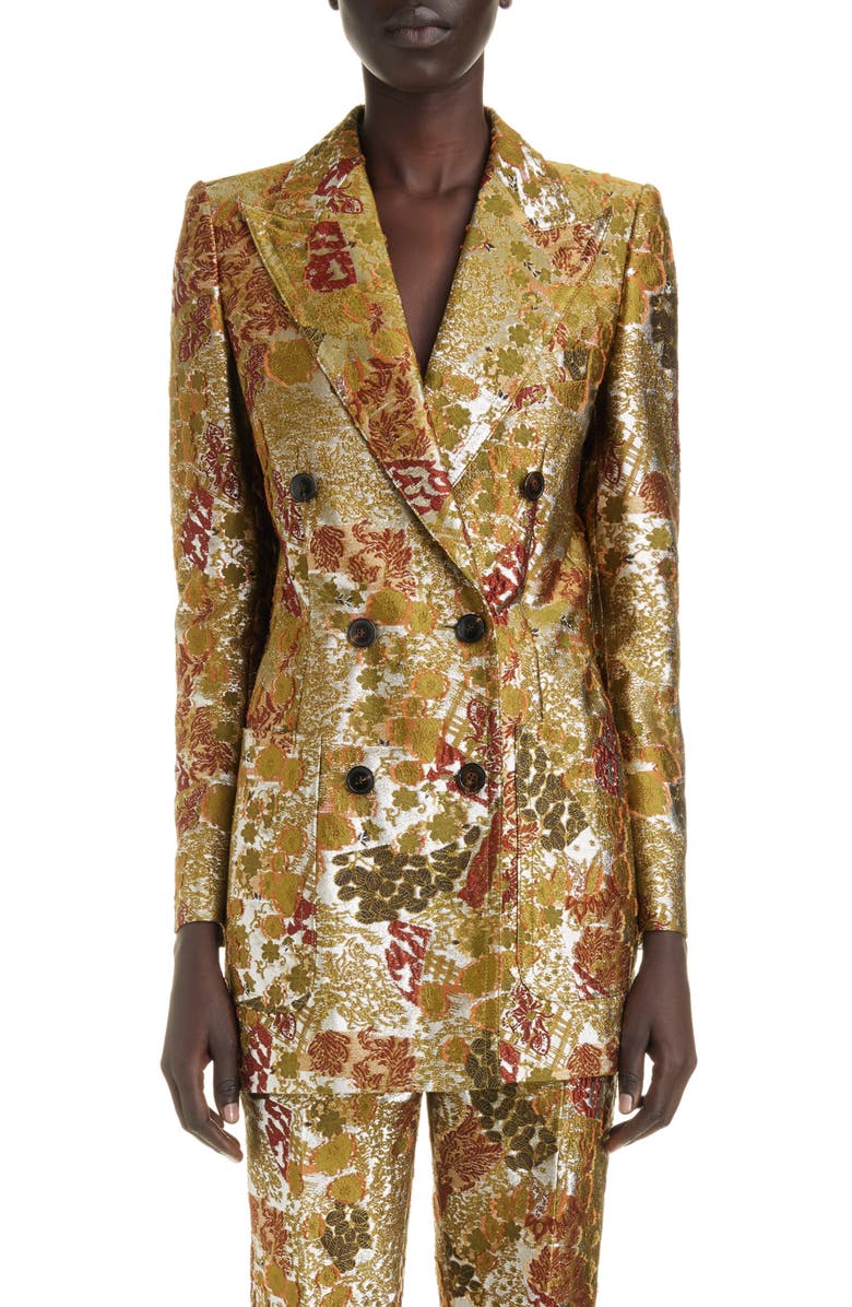 Dries Van Noten Bylee Metallic Floral Brocade Blazer, Main, color,