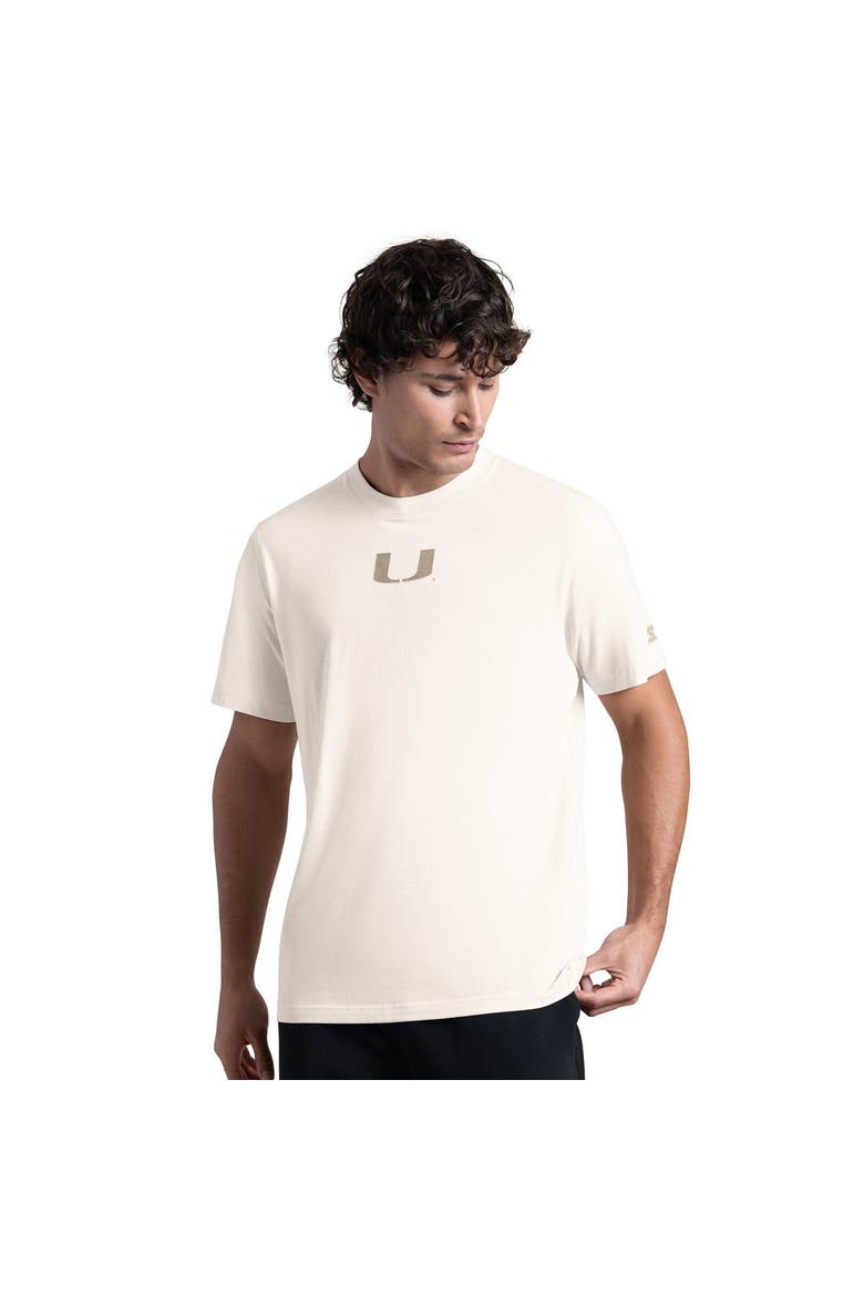 Men's Starter White Miami Hurricanes Warm Up T-Shirt, Main, color, White