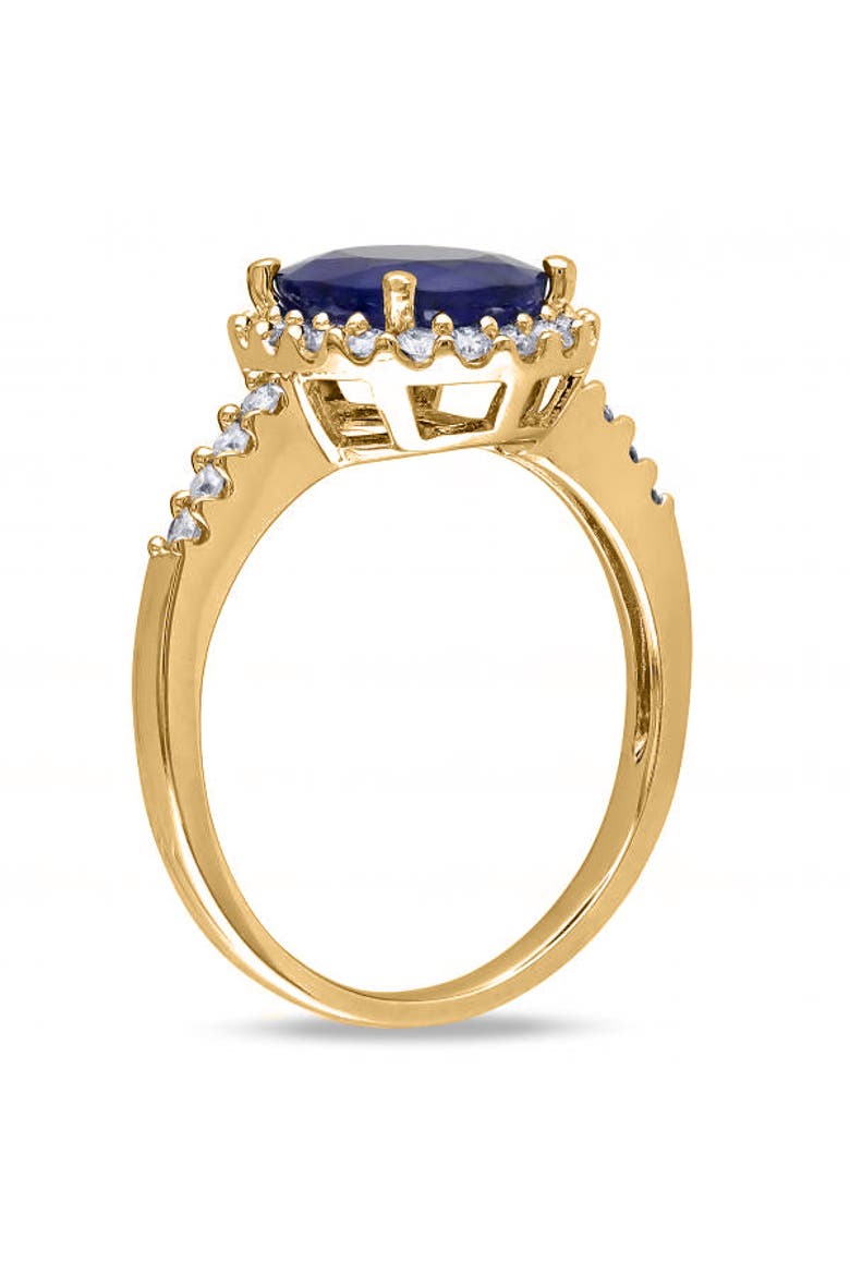 Oval Blue Sapphire & Halo Diamond Engagement Ring 14k, Alternate, color, 3.92ct/Yellow Gold