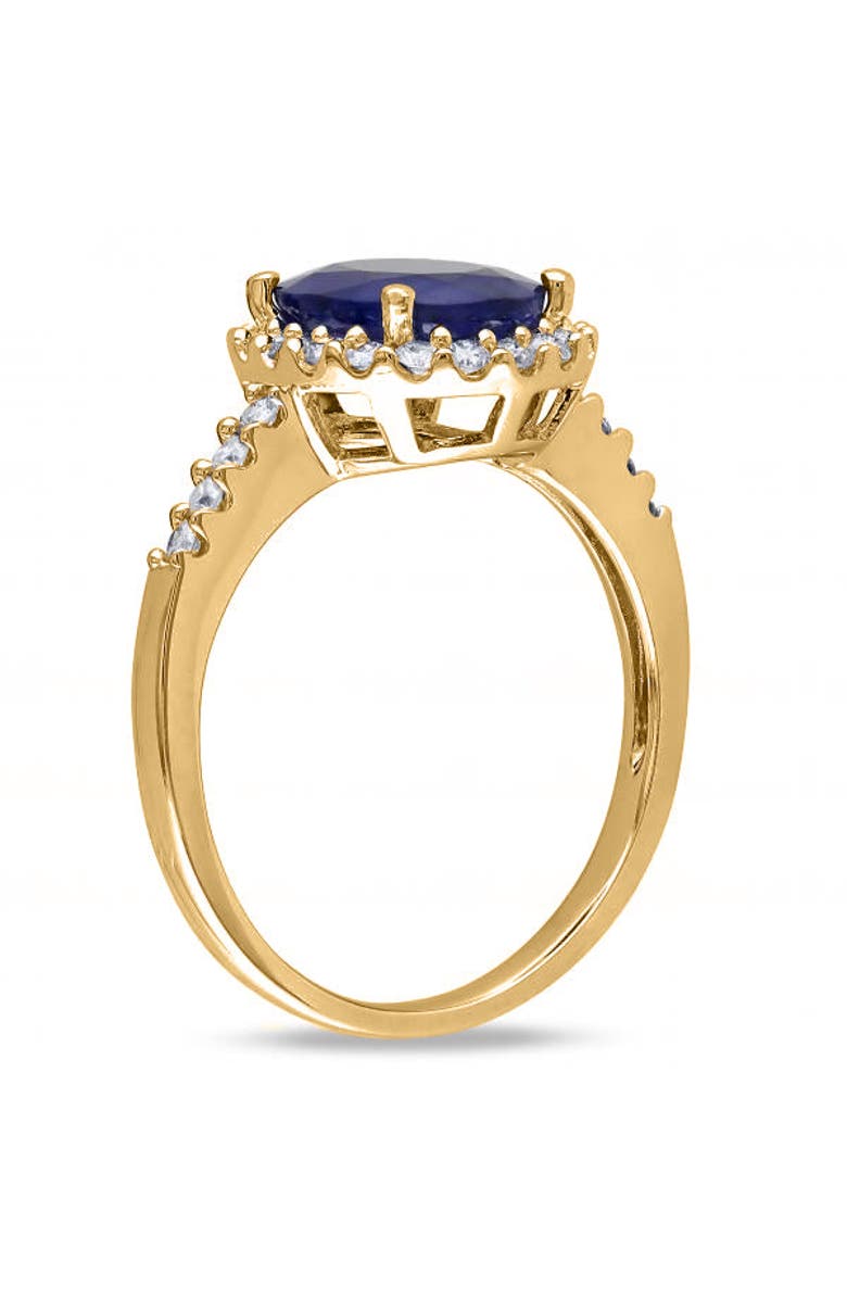 ALLUREZ Oval Blue Sapphire & Halo Diamond Engagement Ring 14k, Alternate, color, 3.92Ct/Yellow Gold