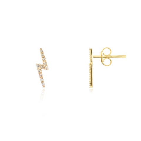 Diamond Lightning Bolt Stud Earrings