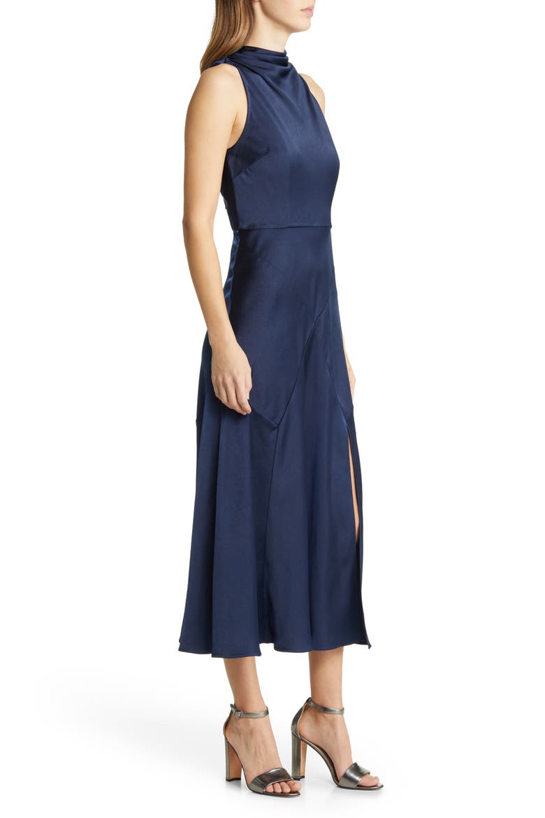 Lilymay Bias Cut Satin Dress, Alternate, color, DARK BLUE