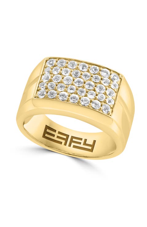 White Topaz Pavé Statement Ring In Gold-plated Sterling Silver