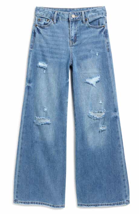 Tractr Kids' Distressed Wide Leg Jeans