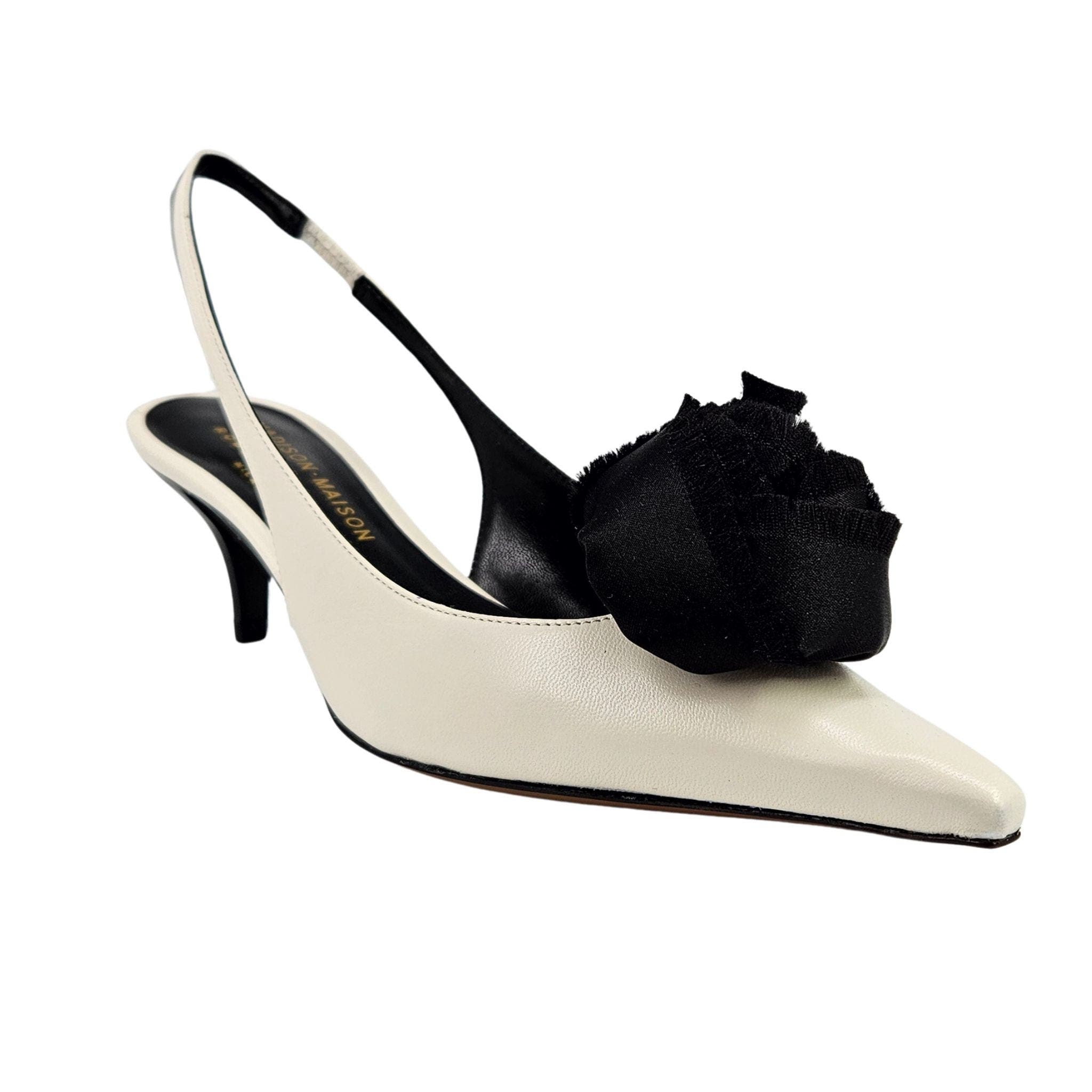 x Roberto Festa Istinya Flower Leather Slingback Kitten Heel, Alternate, color, beige