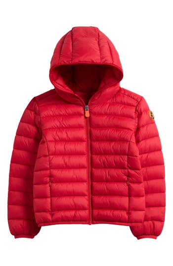 Save The Duck Kids' Giga Hooded Puffer Jacket In Red