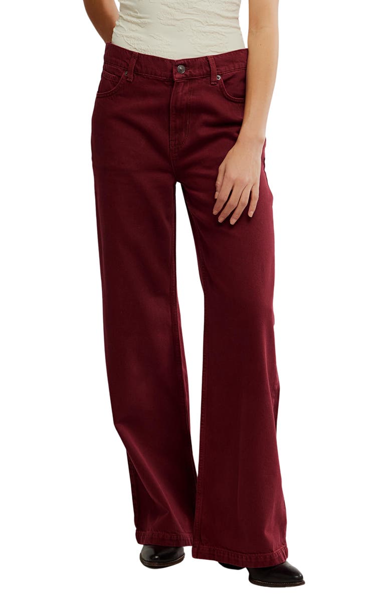 Free People Stride High Waist Wide Leg Jeans, Main, color, Syrah