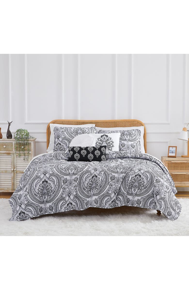 SOUTHSHORE FINE LINENS Pure Melody Quilt Bedding Set, Alternate, color, Black