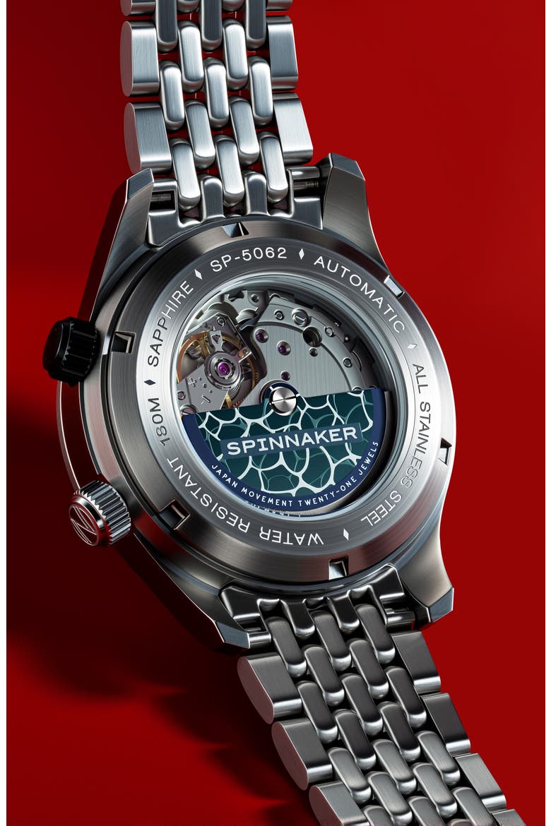 Bradner Automatic Bracelet Watch, 42mm, Alternate, color, RED